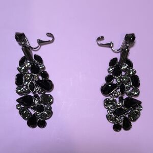 Elegant Black and Silver Drop Earrings